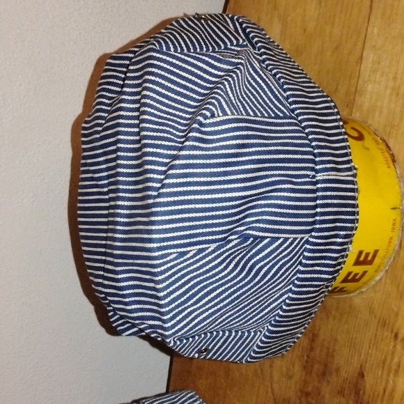 2 Vintage hickory Stripped Conductor Hats W/Tags Big K & Big Smith - Picture 5 of 11